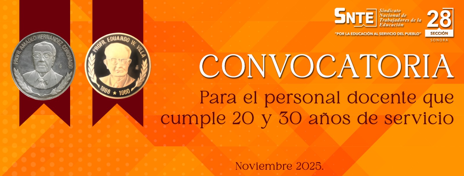 Convocatoria para personal Docente que cumple 20 y 30 años de servicio 2026