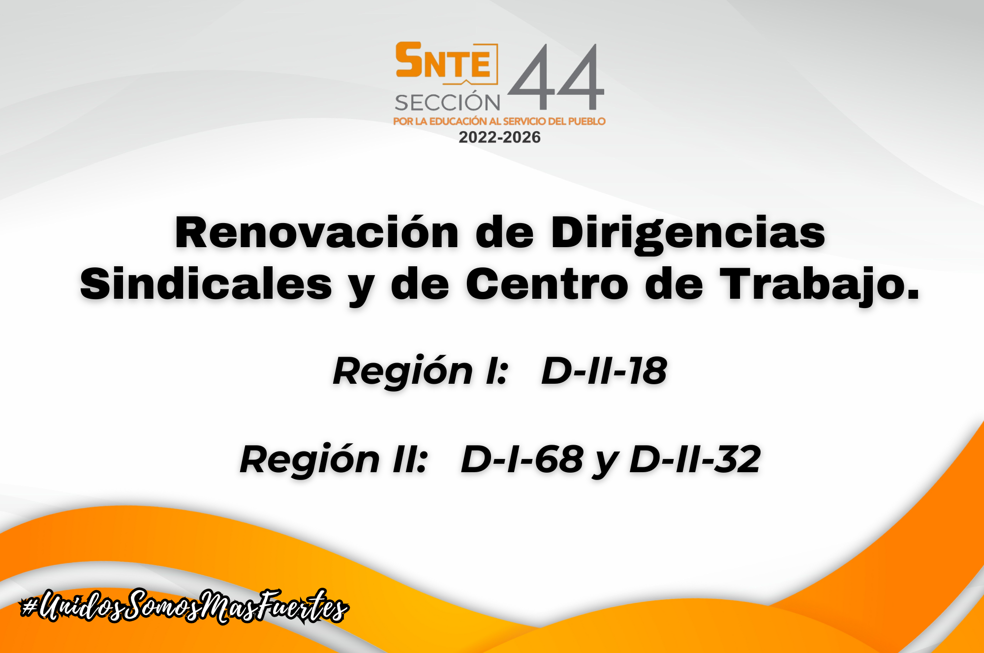 Renovación de Dirigencias Delegacionales y de Centro de Trabajo en las Regiones I y II