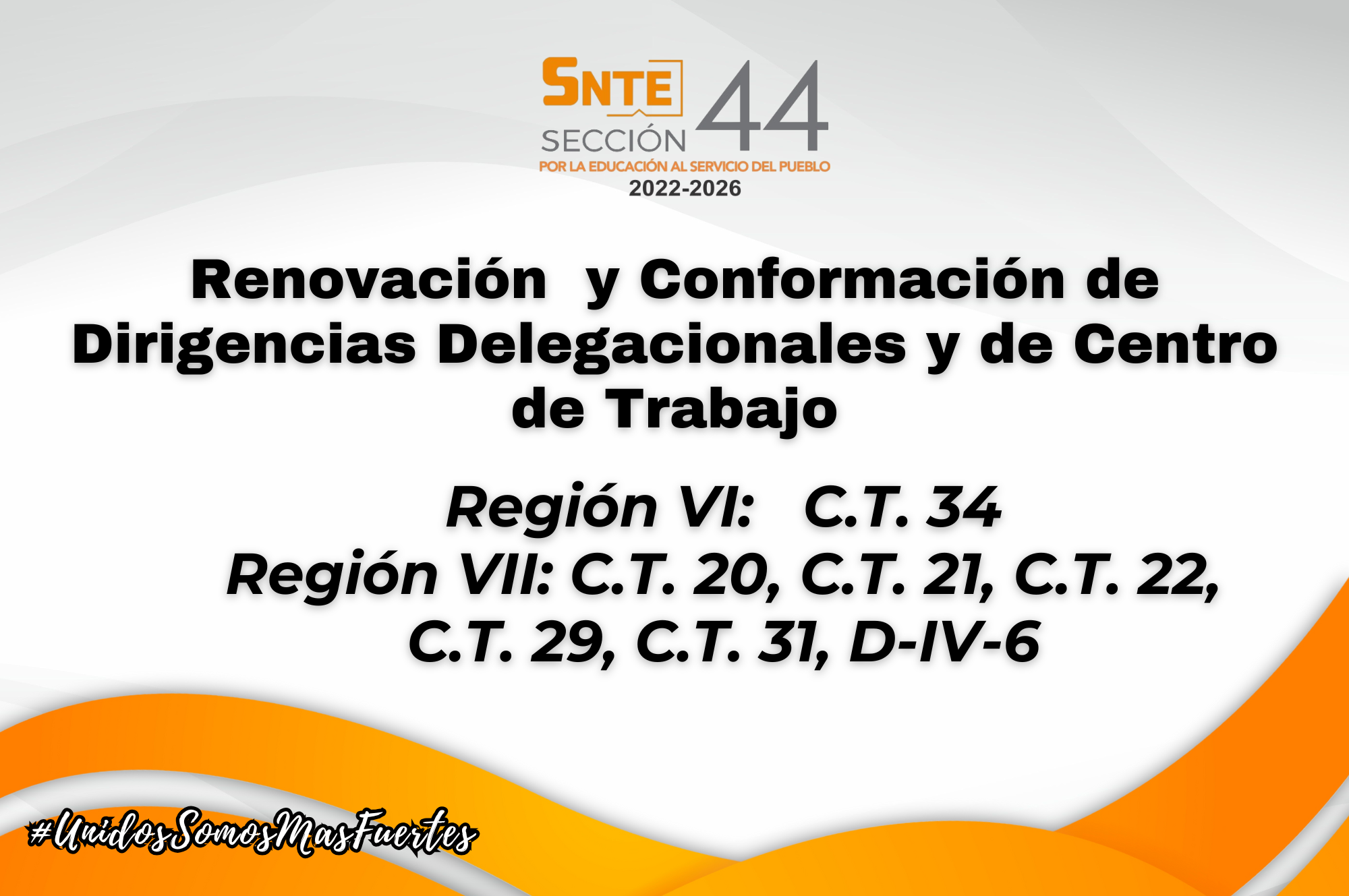 Renovación  y Conformación de Dirigencias Delegacionales y de Centro de Trabajo de las Regiones VI y VII