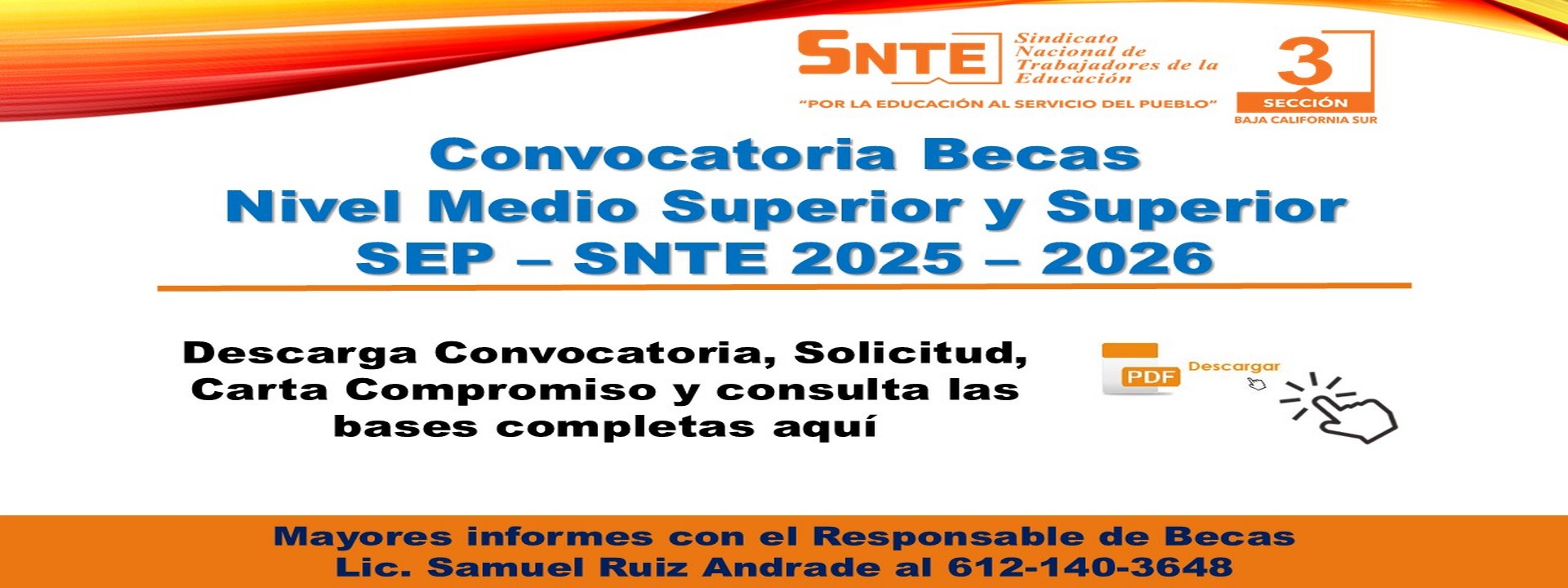 Convocatoria Becas SEP-SNTE nivel Medio Superior y Superior 2025-2026