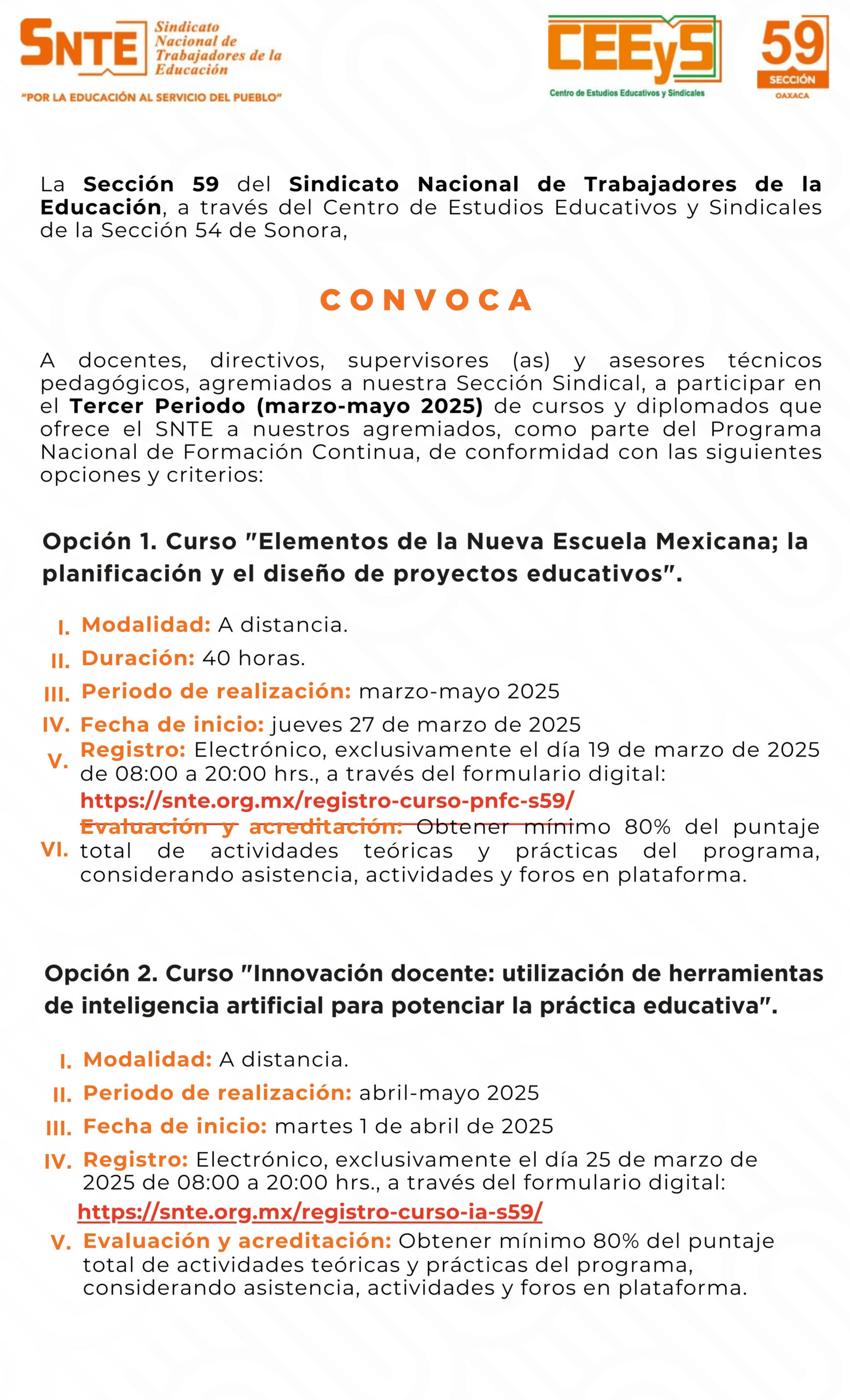 Inscripción a cursos y diplomados del Programa Nacional de Formación Continua del SNTE